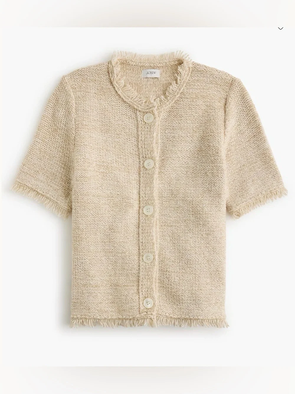 Short-Sleeve Fringe Lady Cardigan Sweater